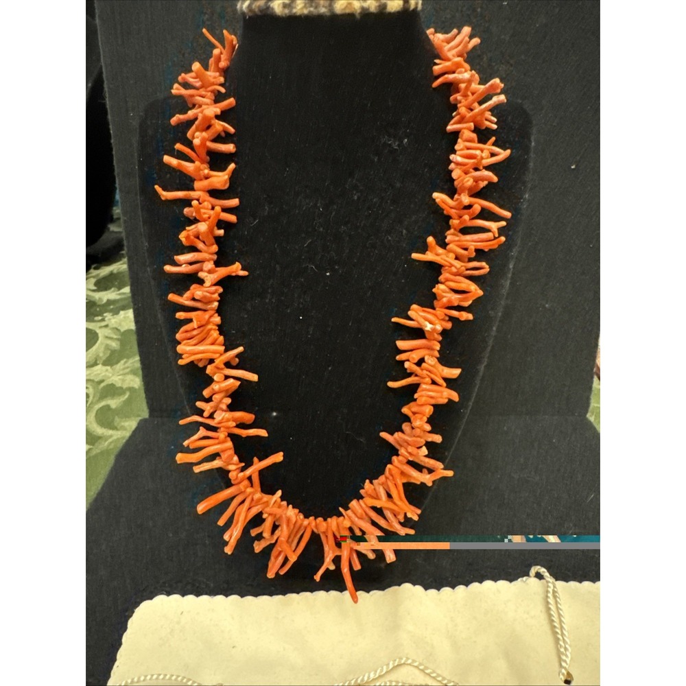 Vintage Navajo Native Red Branch Coral Necklace Balls Clasp Handmade EUC 20"